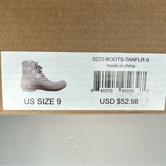 Simply Southern Tan Flower Metallic Duck Boots Women 9 - Picture 7 of 7
